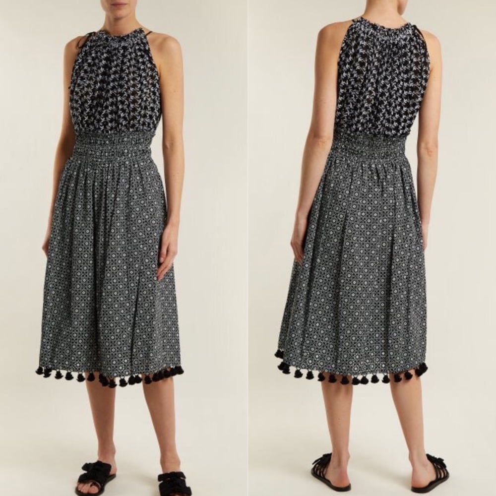 Altuzarra Ruched Floral Halter Midi Dress